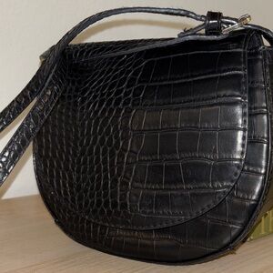 a new day Black Crocodile-Embossed Crossbody Bag